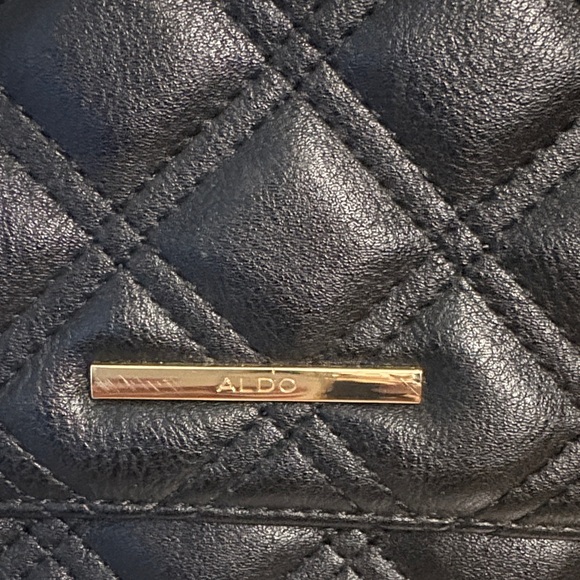 Aldo Black Quilted Crossbody Bag with Gold Chain - Picture 8 of 8